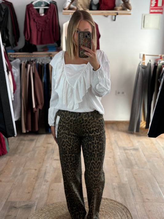 Pantalón recto leopardo