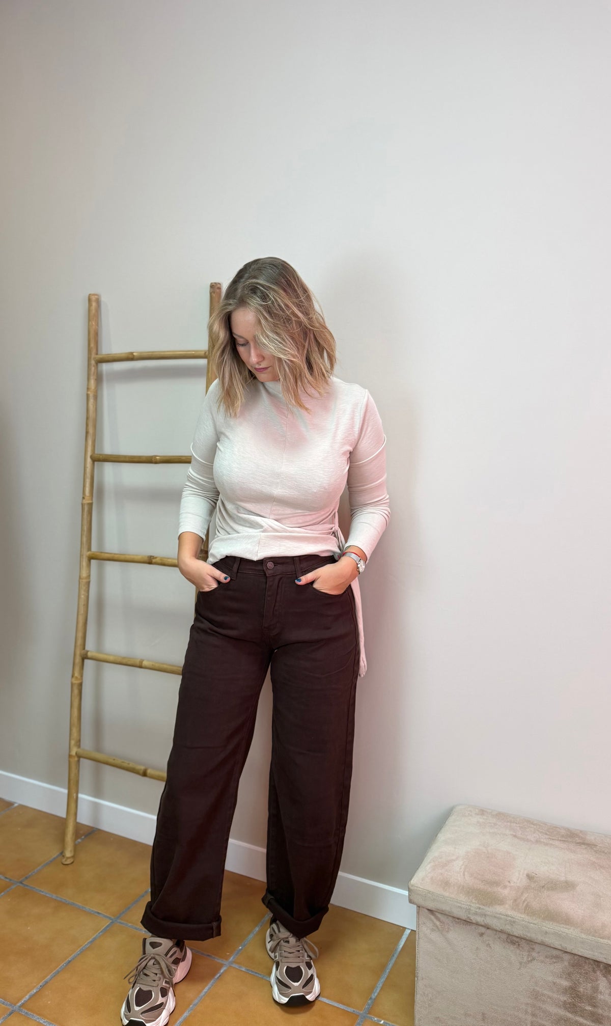 Jeans barrel marron