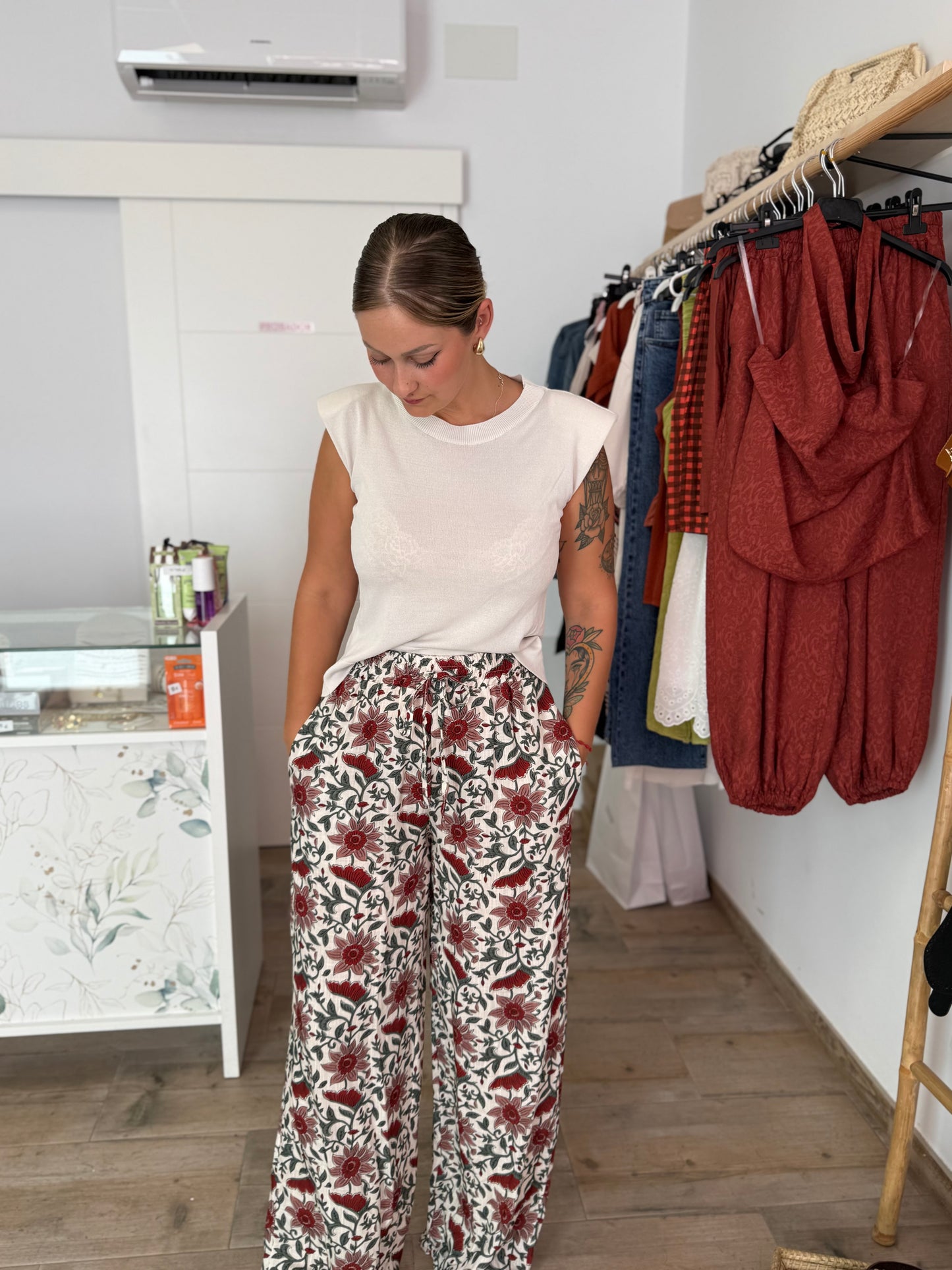 Pantalón recto peonia