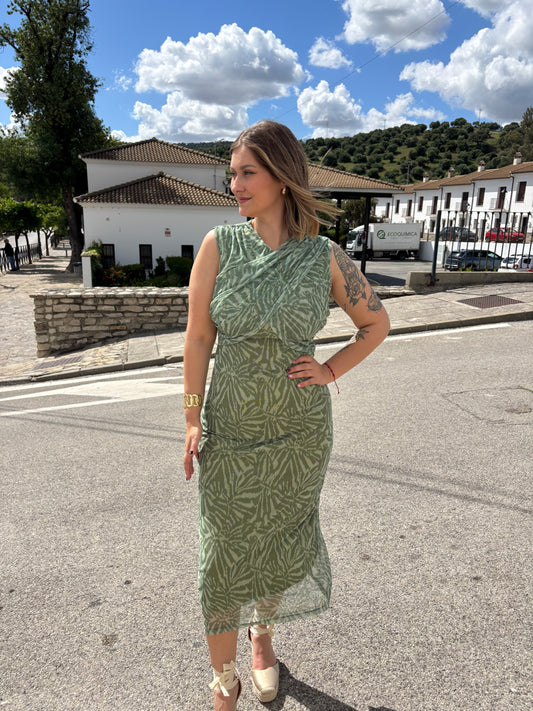 Vestido cebra verde